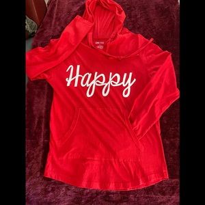 Red long sleeve thin hoodie